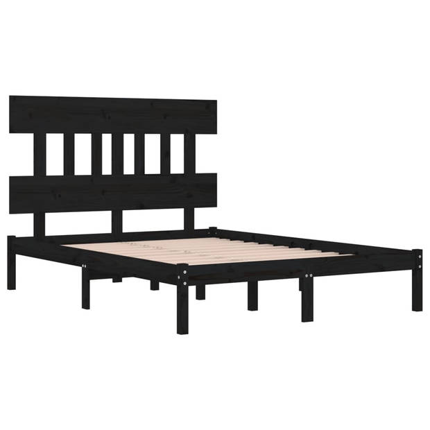 vidaXL Bedframe massief hout zwart 150x200 cm