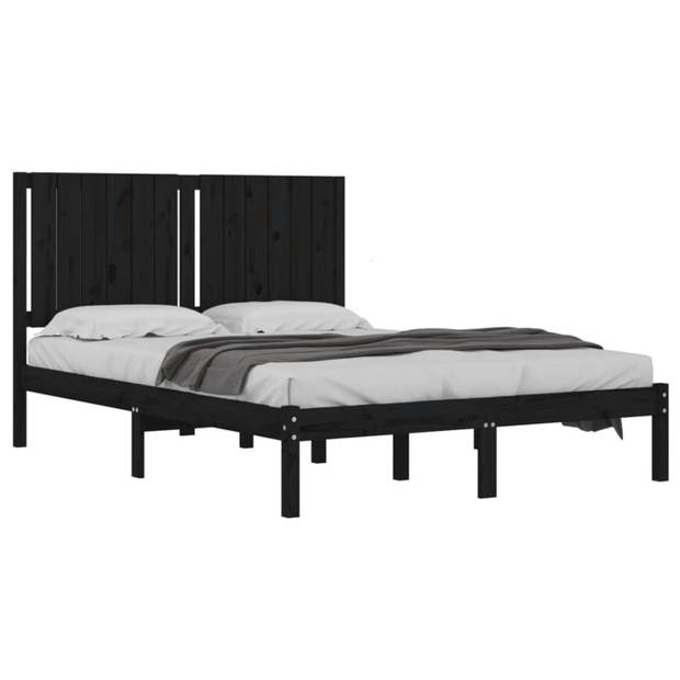 vidaXL Bedframe massief grenenhout zwart 140x200 cm