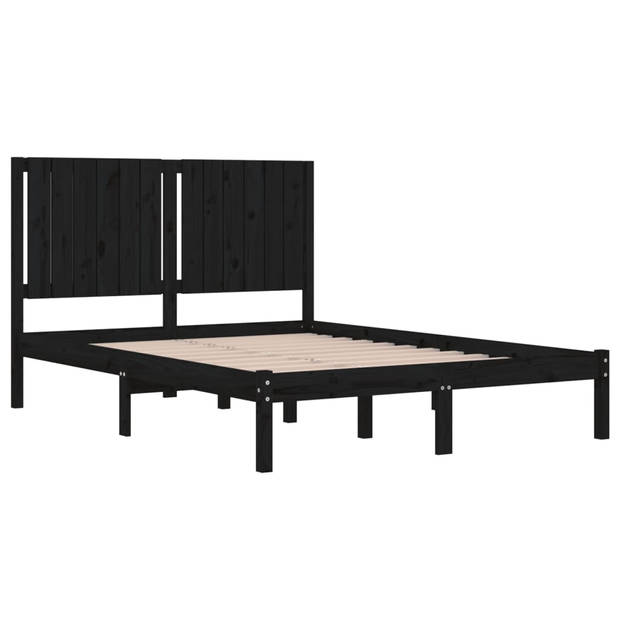 vidaXL Bedframe massief grenenhout zwart 140x190 cm