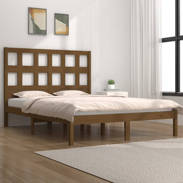 vidaXL Bedframe massief hout honingbruin 120x190 cm