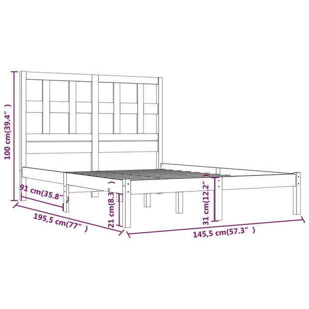 vidaXL Bedframe massief grenenhout zwart 140x190 cm