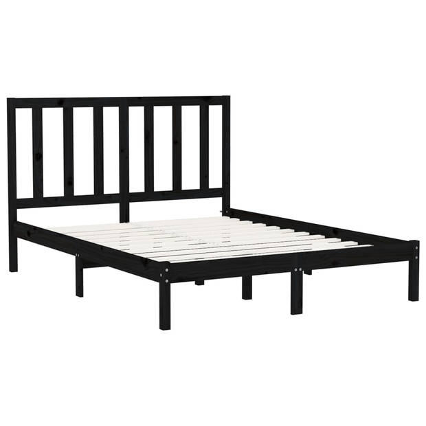 vidaXL Bedframe massief hout zwart 150x200 cm