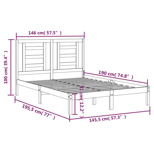 vidaXL Bedframe zonder matras massief grenenhout 140x190 cm