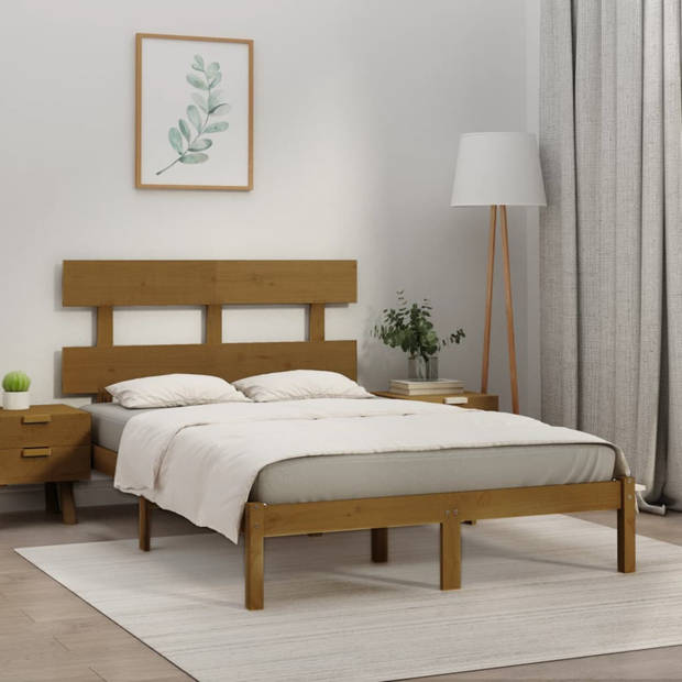 vidaXL Bedframe massief hout honingbruin 200x200 cm