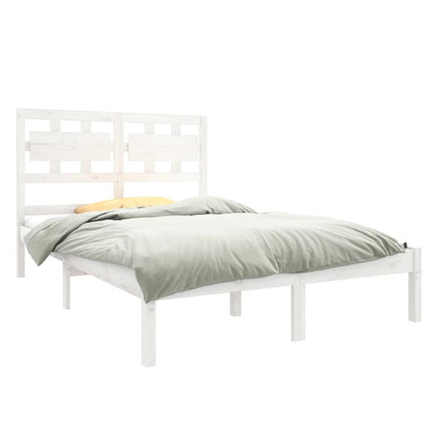 vidaXL Bedframe massief hout wit 120x190 cm