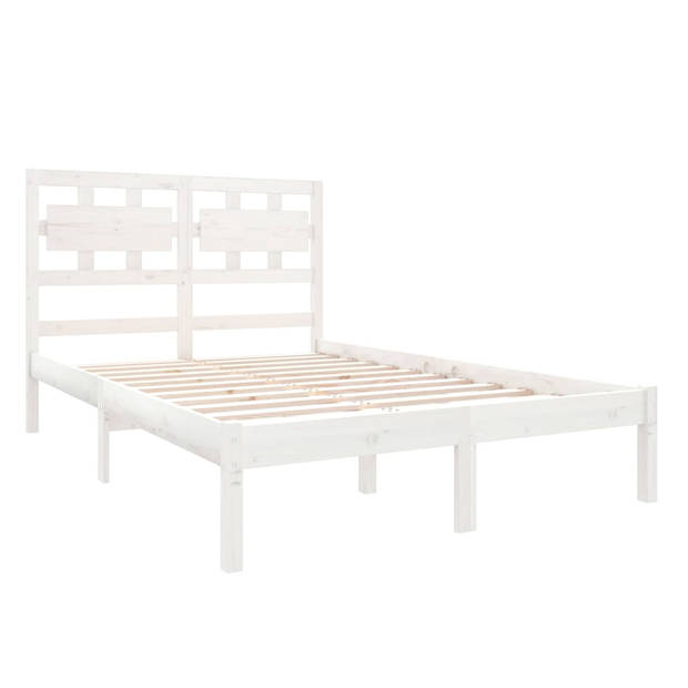 vidaXL Bedframe massief hout wit 140x190 cm