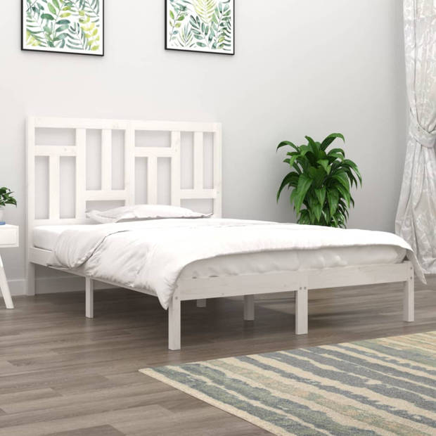 vidaXL Bedframe massief hout wit 120x190 cm