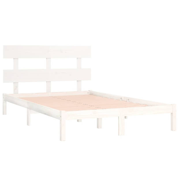 vidaXL Bedframe massief hout wit 200x200 cm