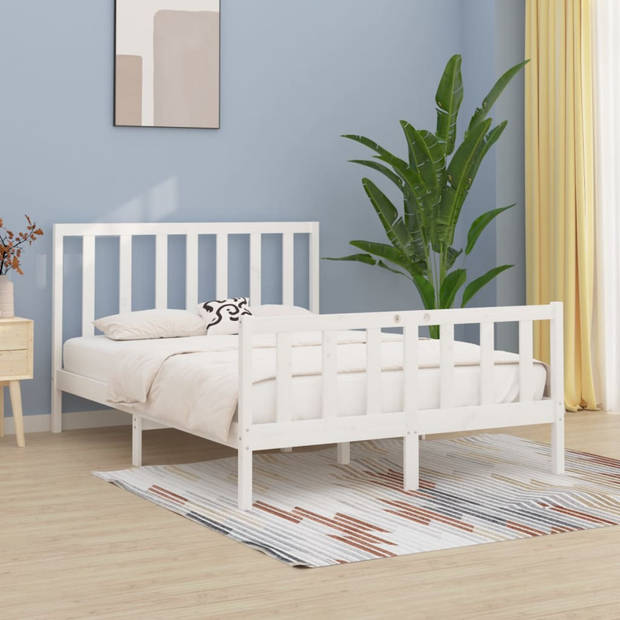 vidaXL Bedframe massief hout wit 160x200 cm