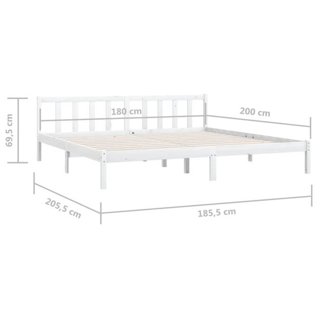 vidaXL Bedframe massief grenenhout wit 180x200 cm