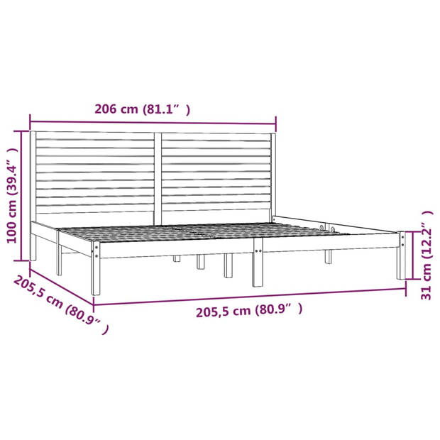 vidaXL Bedframe massief hout 200x200 cm