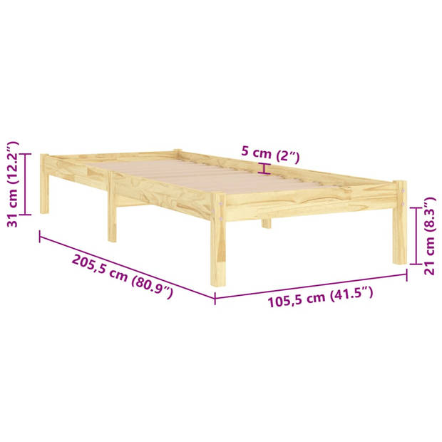 vidaXL Bedframe massief grenenhout 100x200 cm