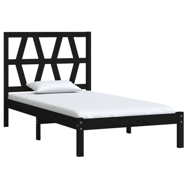 vidaXL Bedframe massief grenenhout zwart 100x200 cm