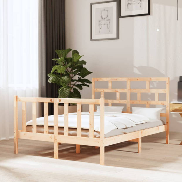 vidaXL Bedframe massief grenenhout 140x190 cm