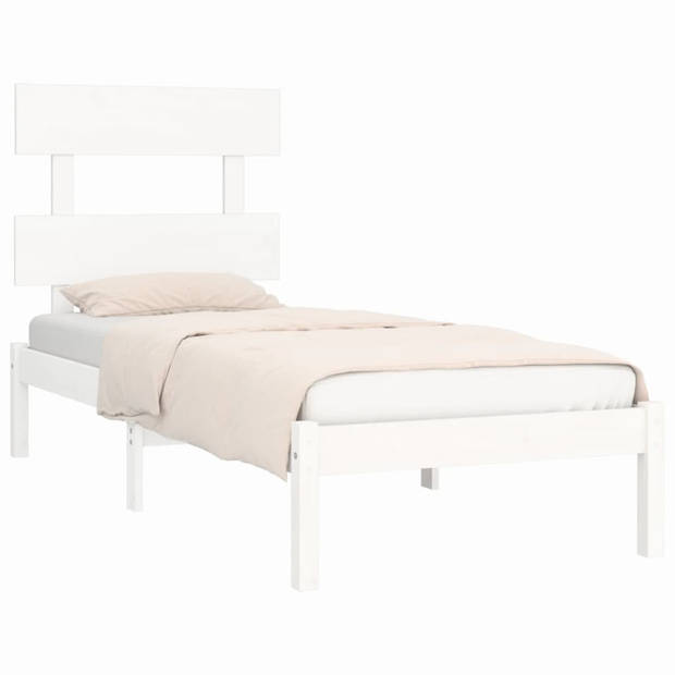 vidaXL Bedframe massief hout wit 90x190 cm