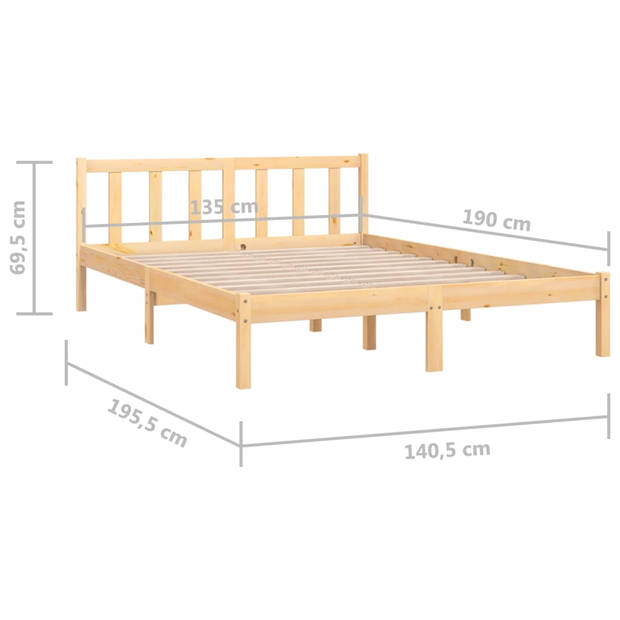 vidaXL Bedframe massief grenenhout 135x190 cm