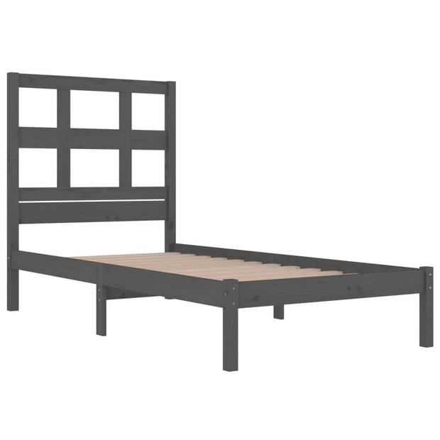 vidaXL Bedframe massief grenenhout grijs 90x200 cm