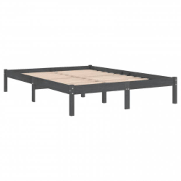 vidaXL Bedframe massief hout grijs 180x200 cm