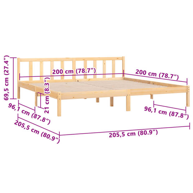 vidaXL Bedframe massief grenenhout 200x200 cm