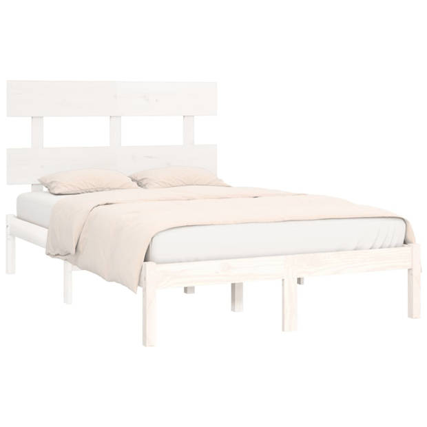 vidaXL Bedframe massief hout wit 140x190 cm