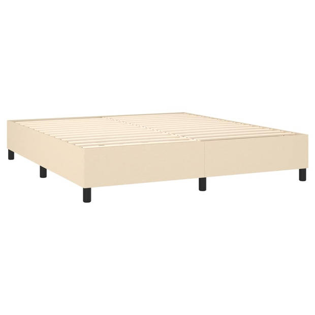 vidaXL Boxspring met matras stof crèmekleurig 180x200 cm