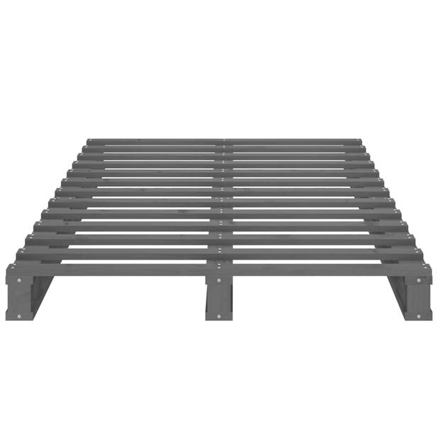 vidaXL Palletbed massief grenenhout grijs 75x190 cm