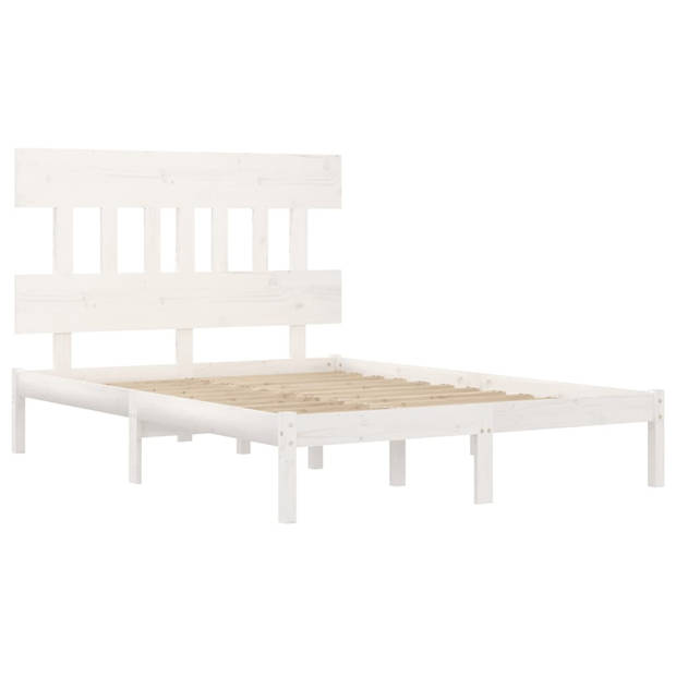 vidaXL Bedframe massief hout wit 120x200 cm