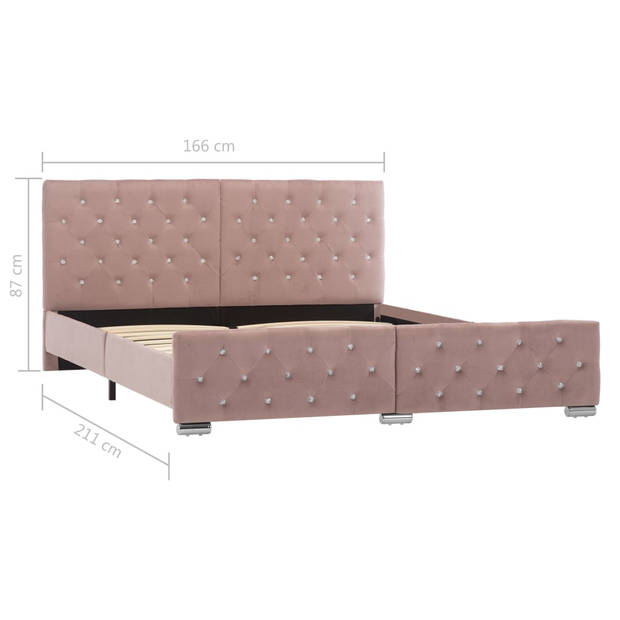 vidaXL Bedframe fluweel roze 160x200 cm