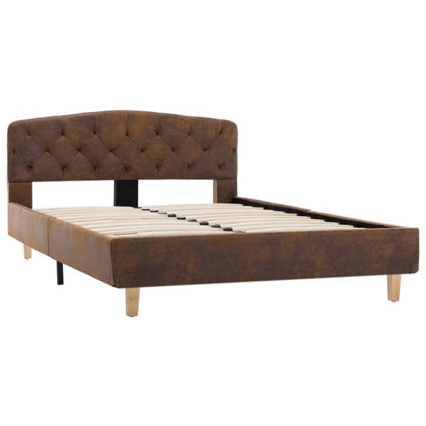 vidaXL Bedframe kunstsuède bruin 120x200 cm