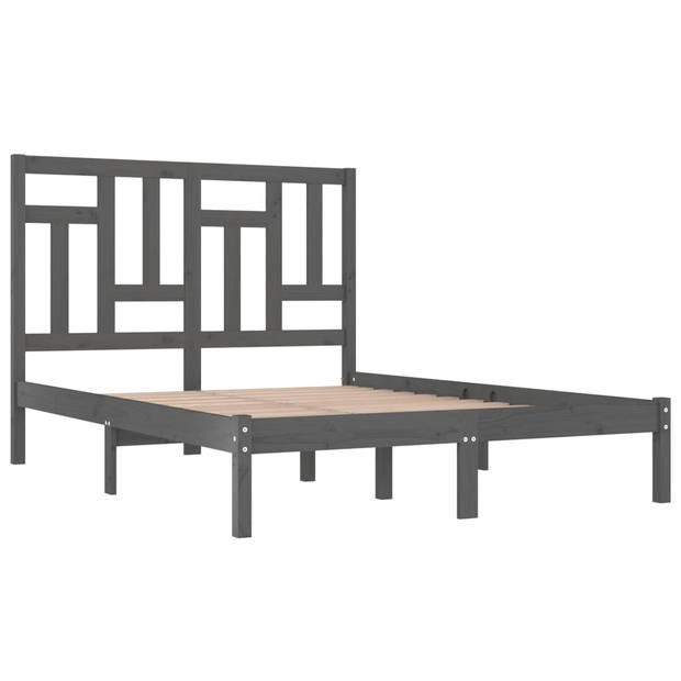 vidaXL Bedframe massief grenenhout grijs 180x200 cm