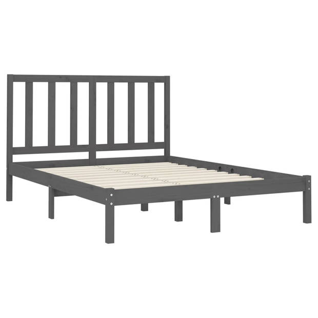 vidaXL Bedframe massief hout grijs 120x200 cm