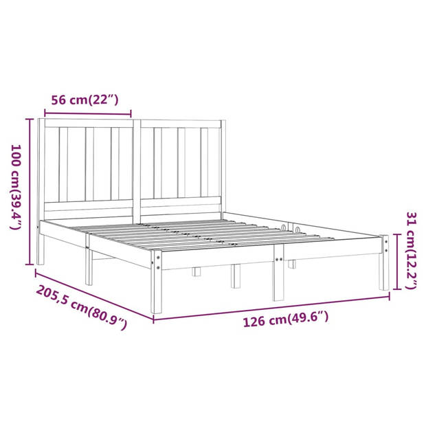 vidaXL Bedframe massief hout honingbruin 120x200 cm