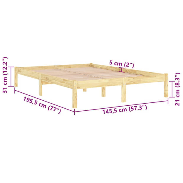 vidaXL Bedframe massief grenenhout 140x190 cm