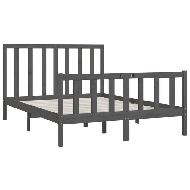 vidaXL Bedframe massief hout grijs 150x200 cm