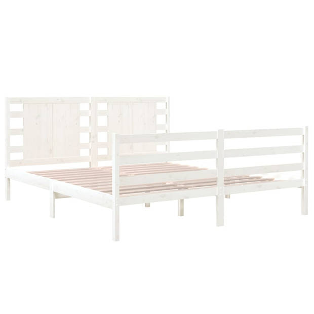 vidaXL Bedframe massief grenenhout wit 140x190 cm