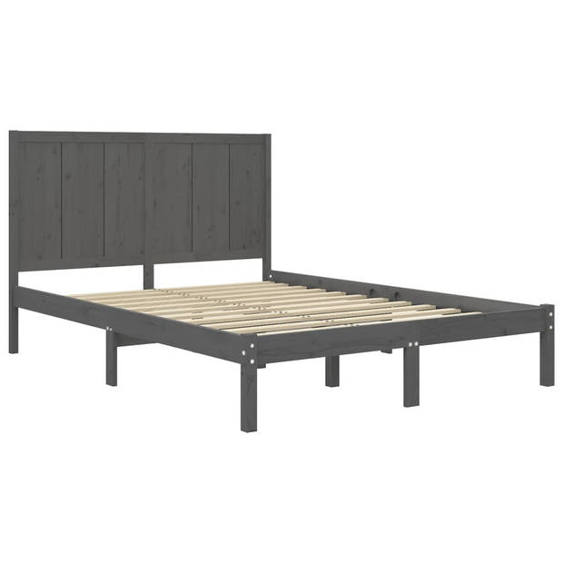 vidaXL Bedframe massief grenenhout grijs 120x200 cm