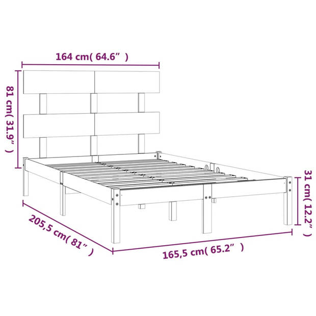 vidaXL Bedframe massief hout wit 160x200 cm