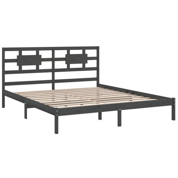 vidaXL Bedframe massief hout grijs 200x200 cm