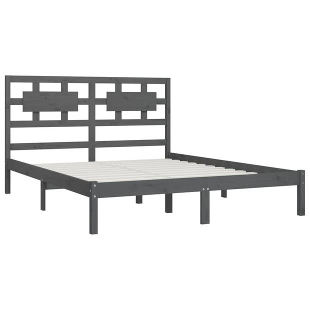 vidaXL Bedframe massief grenenhout grijs 200x200 cm