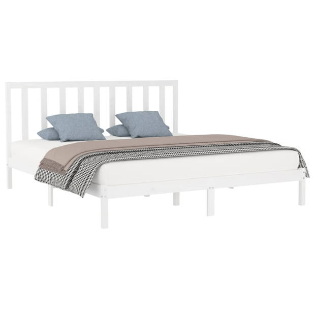 vidaXL Bedframe massief hout wit 200x200 cm