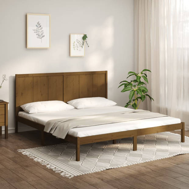 vidaXL Bedframe massief grenenhout honingbruin 200x200 cm