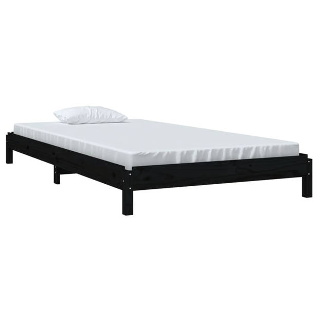 vidaXL Bed stapelbaar 100x200 cm massief grenenhout zwart