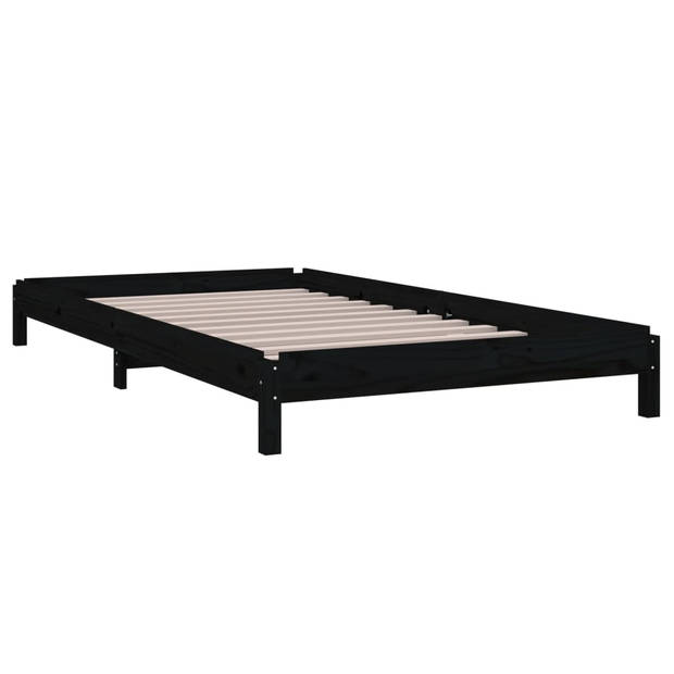 vidaXL Bed stapelbaar 100x200 cm massief grenenhout zwart