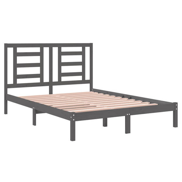 vidaXL Bedframe massief grenenhout grijs 150x200 cm