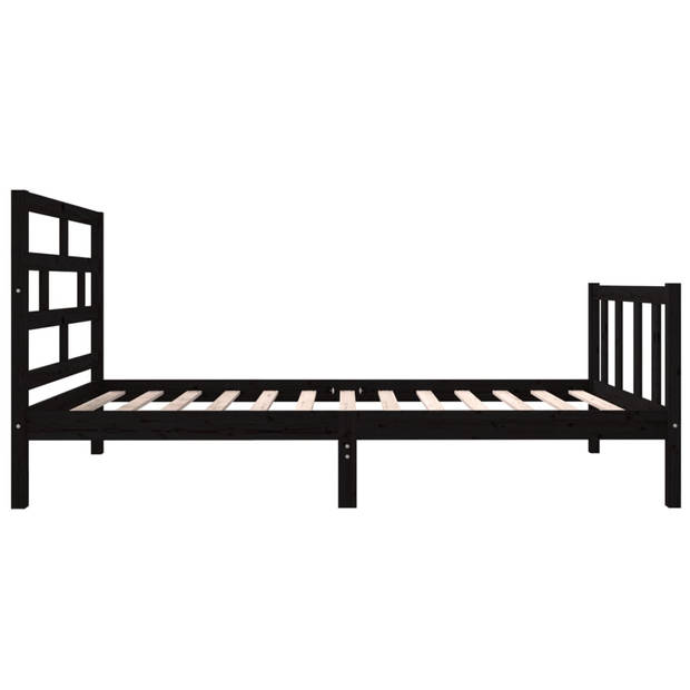 vidaXL Bedframe massief grenenhout zwart 90x200 cm