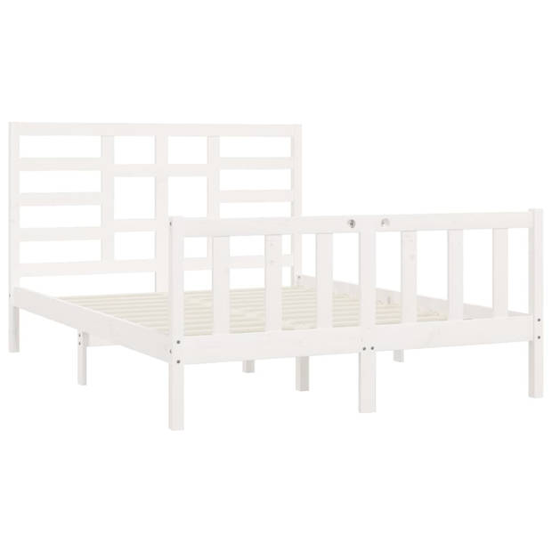 vidaXL Bedframe massief hout wit 150x200 cm