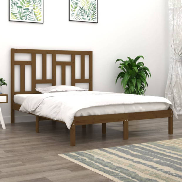 vidaXL Bedframe massief hout honingbruin 120x190 cm