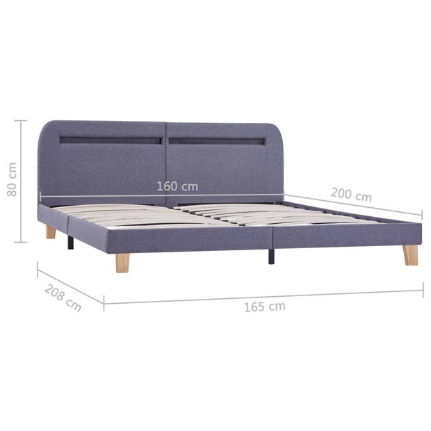 vidaXL Bedframe met LED stof lichtgrijs 160x200 cm