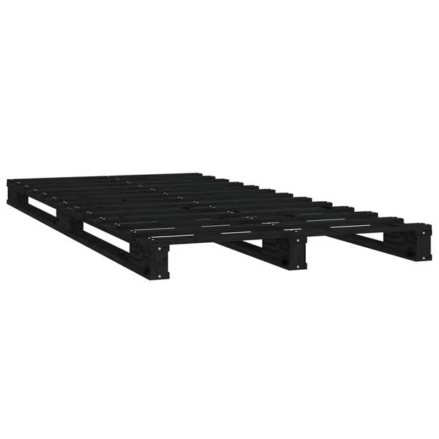 vidaXL Palletbed massief grenenhout zwart 75x190 cm