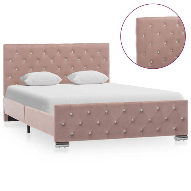 vidaXL Bedframe fluweel roze 120x200 cm